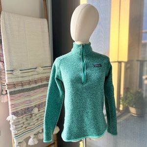 Patagonia Better Sweater Teal Green 1/4 Zip Fleece Lined Pullover Women’s Medium